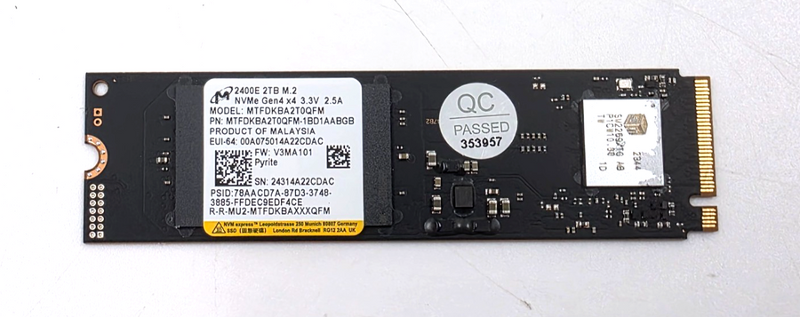 Micron 2400 2TB M.2 2280 PCIe NVMe 4.0 Internal Solid State Drive MTFDKBA2T0QFM