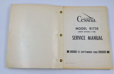 Vintage Cessna R172E Service Manual Army Model T-41B Dated November 1966 - Mobile Revival