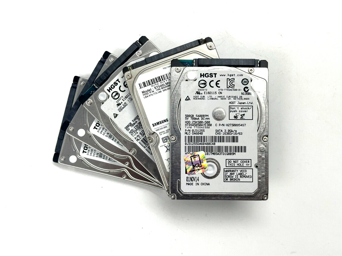 Lot of 5 2.5" 500GB HDD Hard Drives Tested Mixed Brands