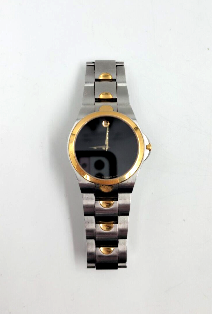 Movado Luno Quartz Two-Tone Stainless Steel Watch Swiss Made 0605635